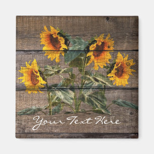 Rustic Barn Wood Sunflower Magnet