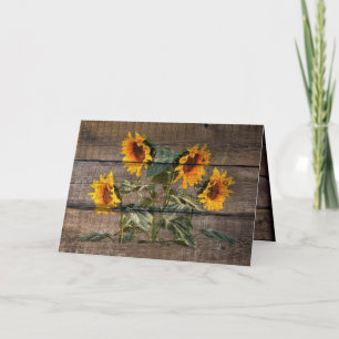 Rustic Barn Wood Sunflower Note Card