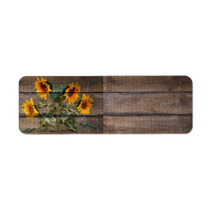 Rustic Barn Wood Sunflower Return Address Label