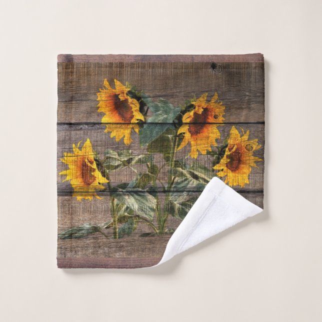 Rustic Barn Wood Sunflower Wash Cloth (Wash Cloth)