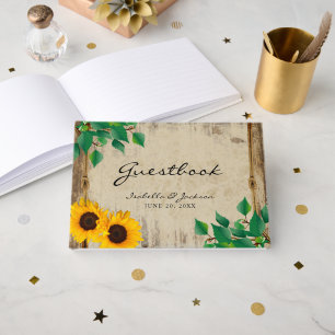 Rustic Barn Wood Sunflower Wedding  Guestbook