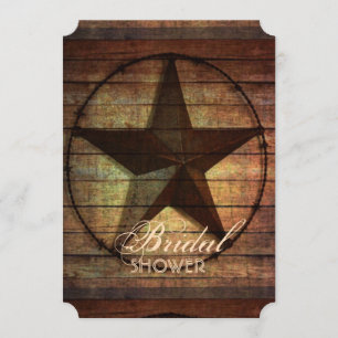rustic barn wood texas star western bridal shower invitation