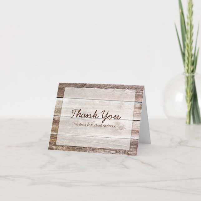 Rustic Barn Wood Thank You Card (Front)