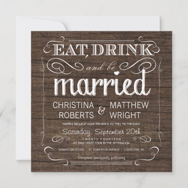 Rustic Barn Wood Wedding Invitations (Front)