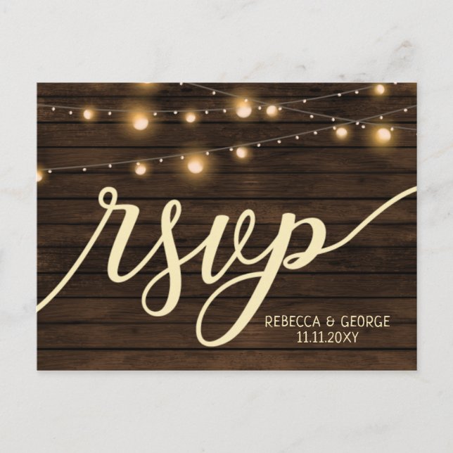 Rustic Barn Wood wedding invitations rsvp Postcard (Front)