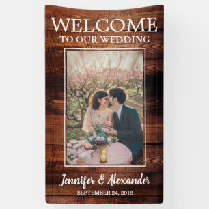 Rustic barn wood welcome to our Wedding photo Banner