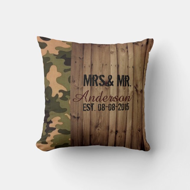 rustic barn wood western country Camo Wedding Cushion (Front)