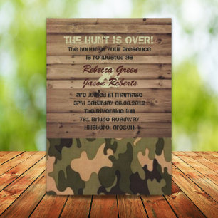rustic barn wood western country Camo Wedding Invitation