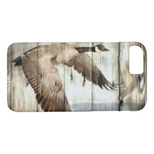 Rustic Barn wood Western Country flying Wild Duck iPhone 8/7 Case