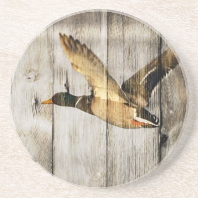 Rustic Barn wood Western Country flying Wild Duck Coaster (Front)