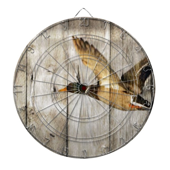 Rustic Barn wood Western Country flying Wild Duck Dartboard (Front)