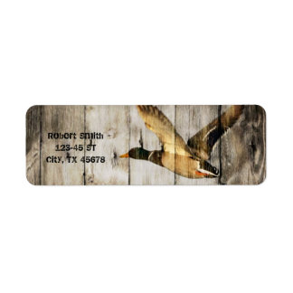 Rustic Barn wood Western Country flying Wild Duck Return Address Label