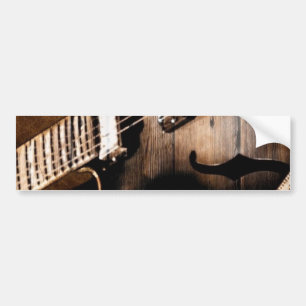 Rustic Barn Wood Western Country Music Guitar Bumper Sticker
