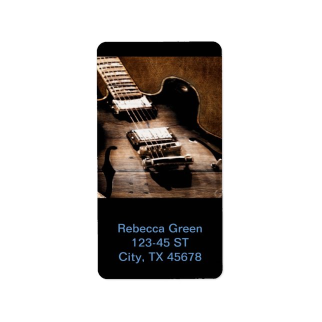 Rustic Barn Wood Western Country Music Guitar Label (Front)