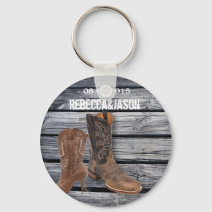 Rustic Barn Wood Western Cowboy wedding favour Key Ring