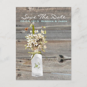 rustic barn wood wildflower country wedding announcement postcard