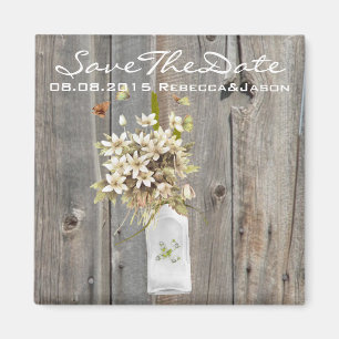 rustic barn wood wildflower country wedding magnet