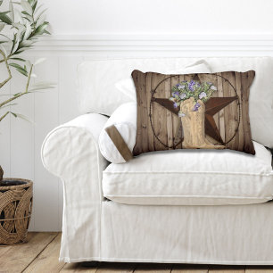 rustic barn wood wildflower cowboy western star decorative cushion