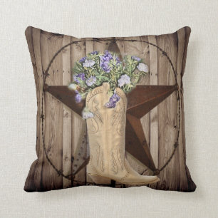 rustic barn wood wildflower Western country cowboy Cushion