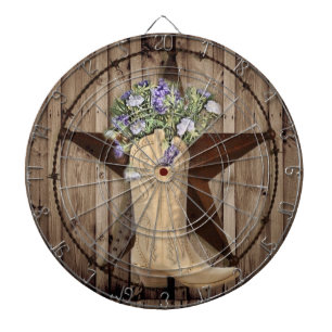 rustic barn wood wildflower Western country cowboy Dartboard