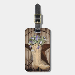 rustic barn wood wildflower Western country cowboy Luggage Tag