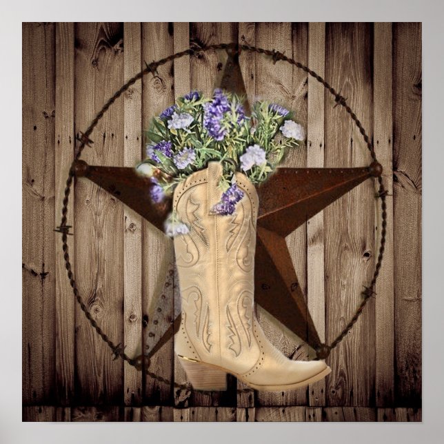 rustic barn wood wildflower Western country cowboy Poster (Front)