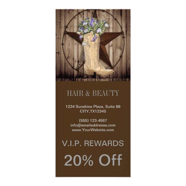 rustic barn wood wildflower Western country cowboy Rack Card (Front)