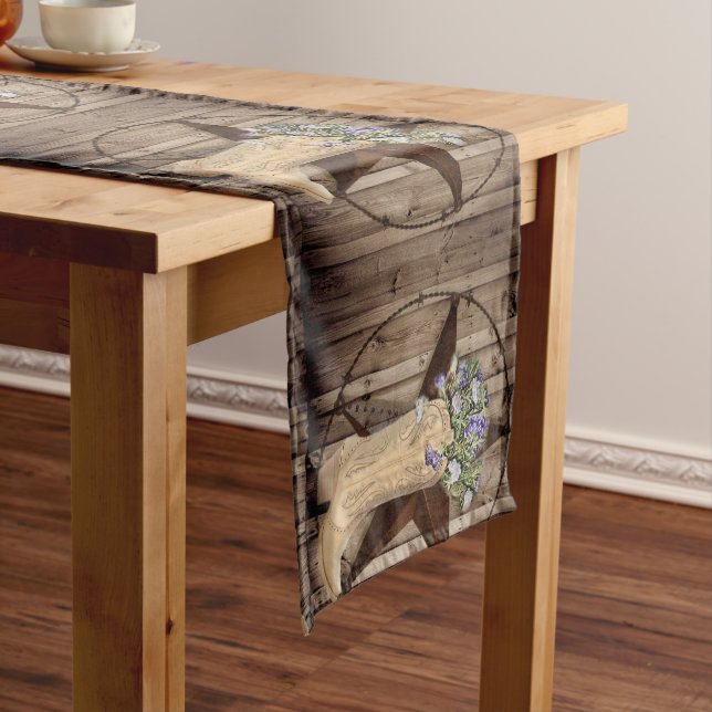 rustic barn wood wildflower western star cowgirl medium table runner (In Situ)
