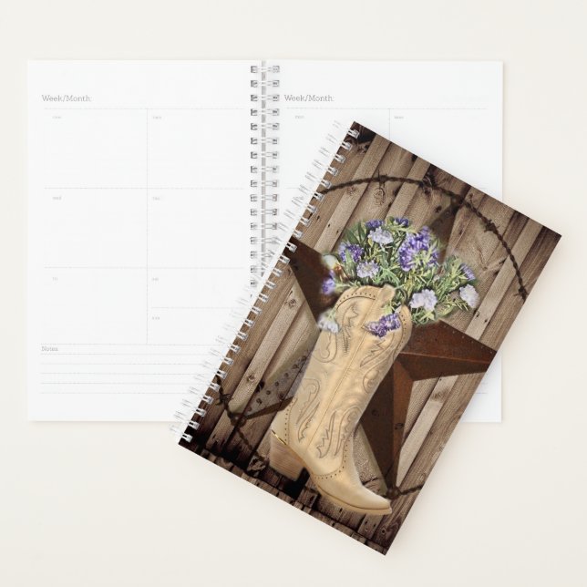 rustic barn wood wildflower western star cowgirl planner (Display)