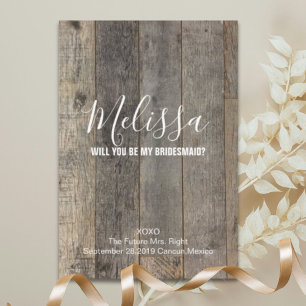 rustic barn wood will you be my bridesmaid invitation