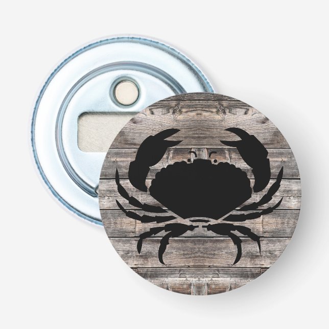 rustic barn wood with CRAB | Bottle Opener (Front)