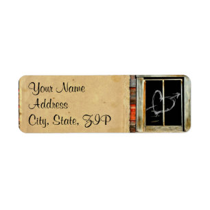 Rustic Barn Wood with Graffiti Heart Anniversary Return Address Label
