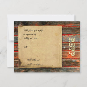 Rustic Barn Wood with Graffiti Heart Response Card