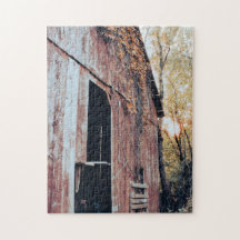 Rustic barn, wrapped in autumn's golden hues