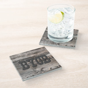 rustic barnwood BYOB Glass Coaster