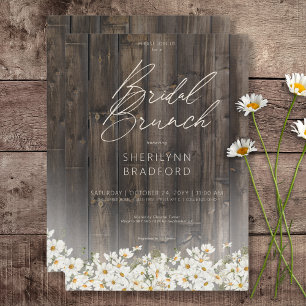 Rustic Barnwood & Daisies Bridal Brunch Invitation