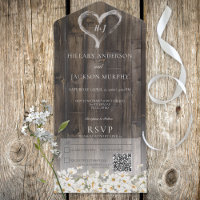 Rustic Barnwood & Daisies QR Code