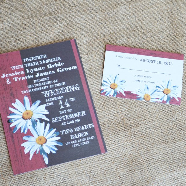 Rustic Barnwood Daisy Response Card (Creator Uploaded)