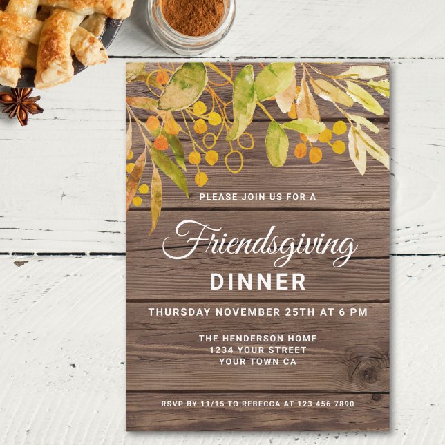 Rustic Barnwood Friendsgiving Dinner Invitation (Creator Uploaded)