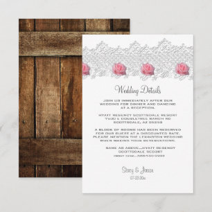 Rustic Barnwood & Lace Wedding  Enclosure Card
