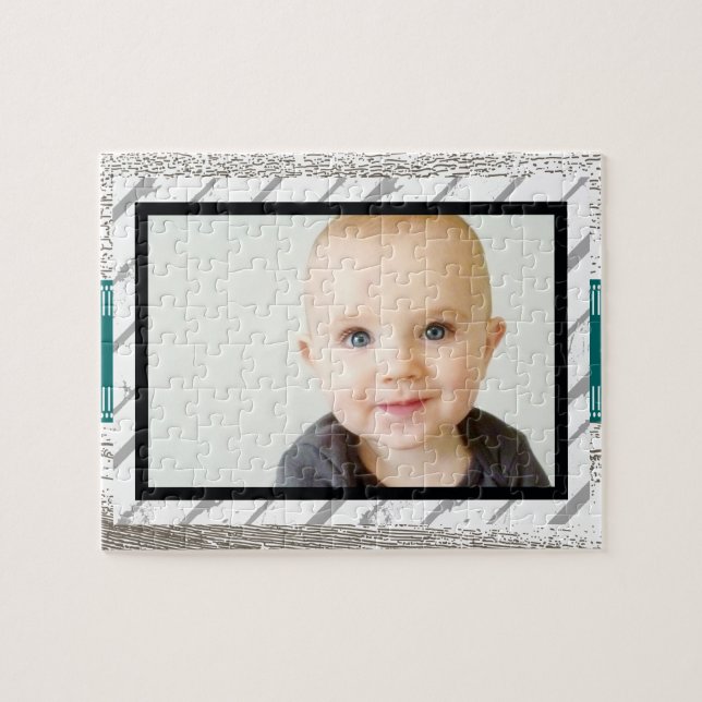 Rustic Barnwood Pattern Baby Photo Jigsaw Puzzle (Horizontal)