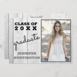 Rustic Barnwood Photo 2025 Graduation Party Invitation