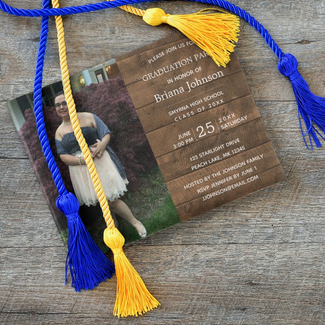 Rustic Barnwood Photo Graduation Invitation (Creator Uploaded)