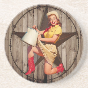 rustic BarnWood texas star western country cowgirl Coaster