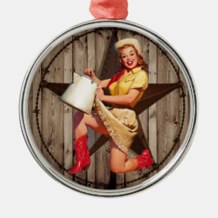 rustic BarnWood texas star western country cowgirl Metal Tree Decoration