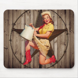 rustic BarnWood texas star western country cowgirl Mouse Pad
