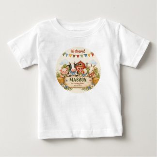 Rustic Barnyard 2nd Birthday kids Party Baby T-Shirt