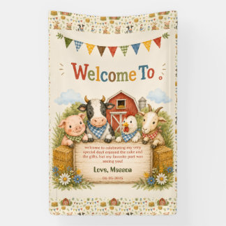 Rustic Barnyard 2nd Birthday kids Party Banner