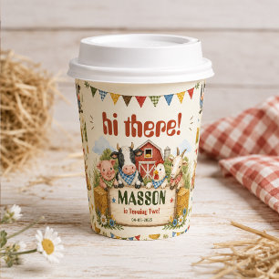 Rustic Barnyard 2nd Birthday kids Party Paper Cups