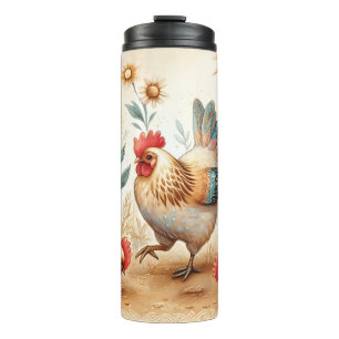 Rustic Barnyard Chickens Boho Country Farm Thermal Tumbler